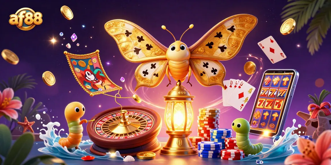 Experience the thrill of af88 with a vibrant 3D casino scene, showcasing exciting games and bonuses.