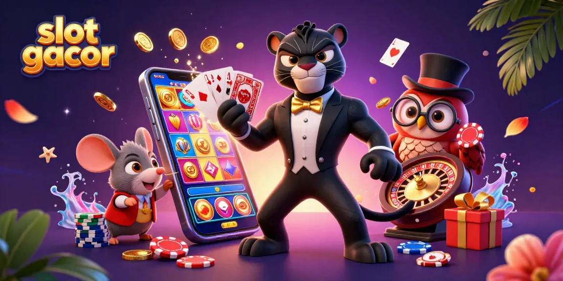Slot gacor: karakter kasino 3D menghias permainan slot dengan elemen menarik dan jackpot menggiurkan.