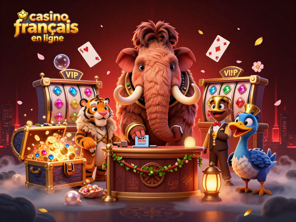 Profitez de l'expérience au casino français en ligne avec des personnages animés dans une scène ludique.