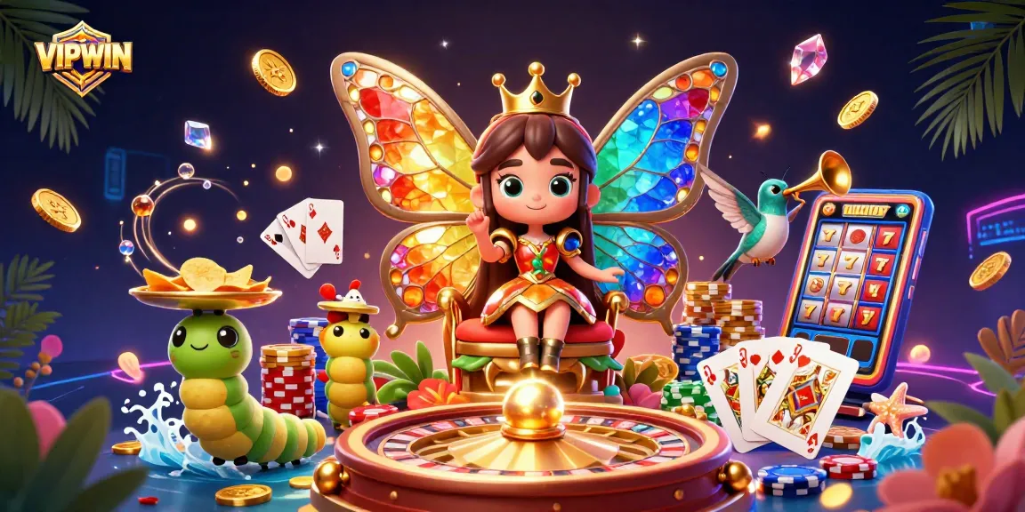 Experience the magic of VIPWIN with vibrant casino elements and colorful characters in lively action.