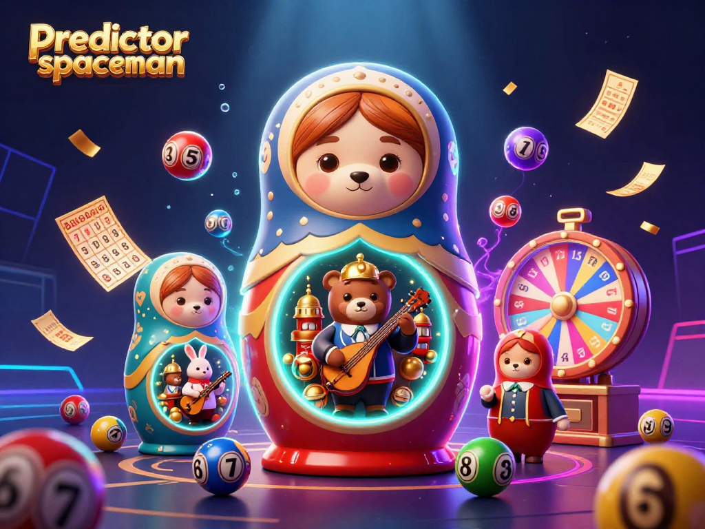 Predictor spaceman showcases thrilling casino elements with colorful lottery balls and joyful characters.