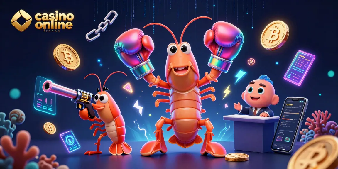 Découvrez le casino en ligne France avec une scène dynamique mettant en avant la puissance des mascottes coralligènes et des cryptomonnaies.