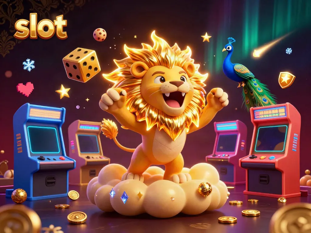 Gambarkan slot dengan simbol keberuntungan dan peluang kemenangan dalam ilustrasi 3D yang dinamis