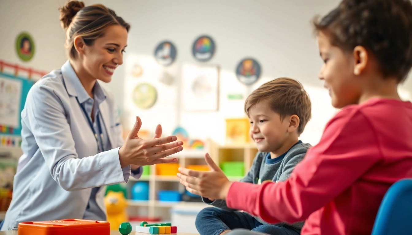 What is ABA therapy illustrated through a therapist working with a child with encouragement and support.
