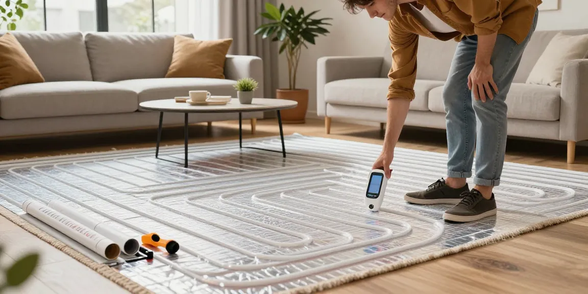 Modern living room with underfloor heating installation, showcasing bryndarland.co.uk benefits.