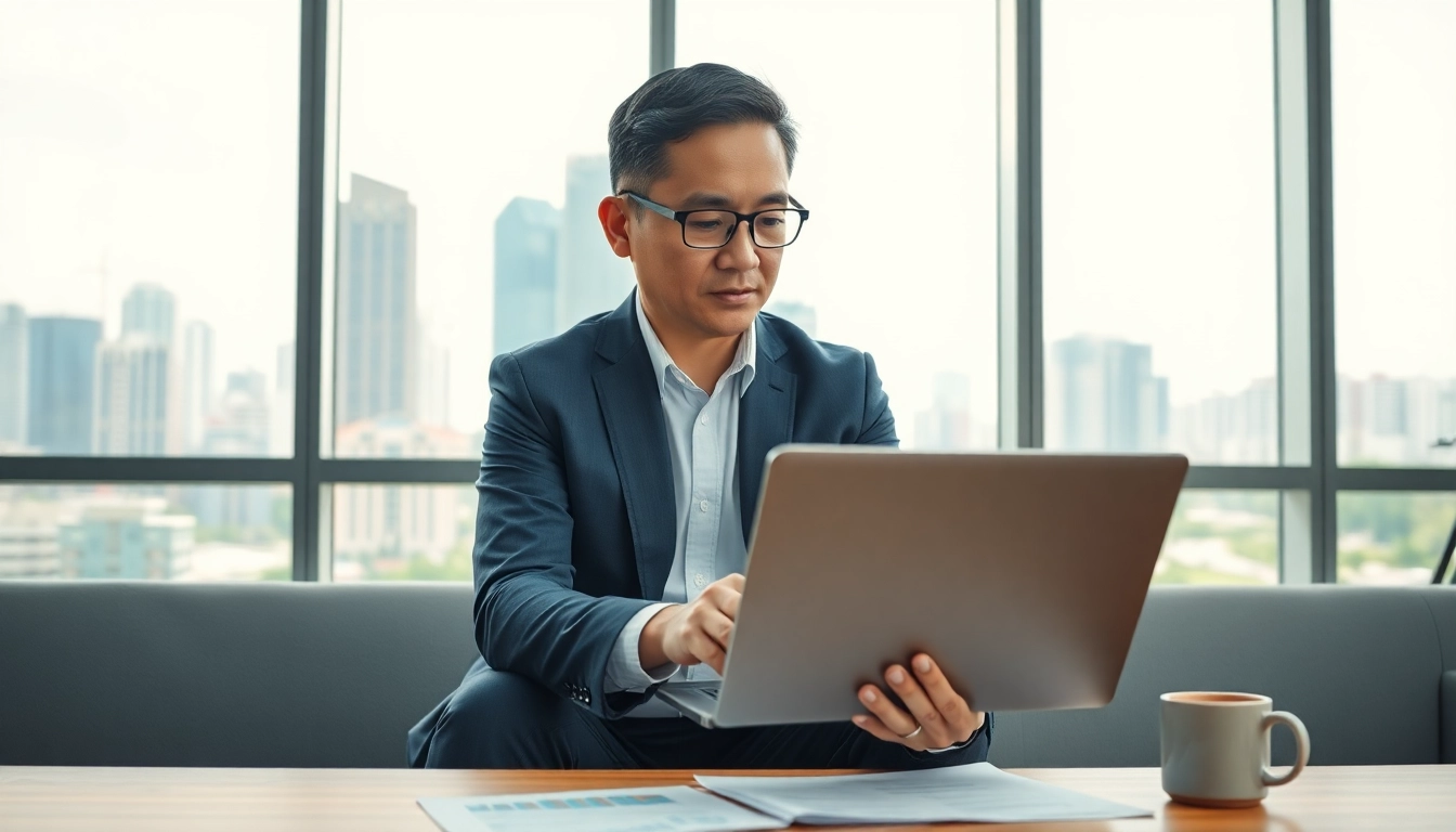 Marketing Consultant Melaka analyzing digital strategies in a modern office.