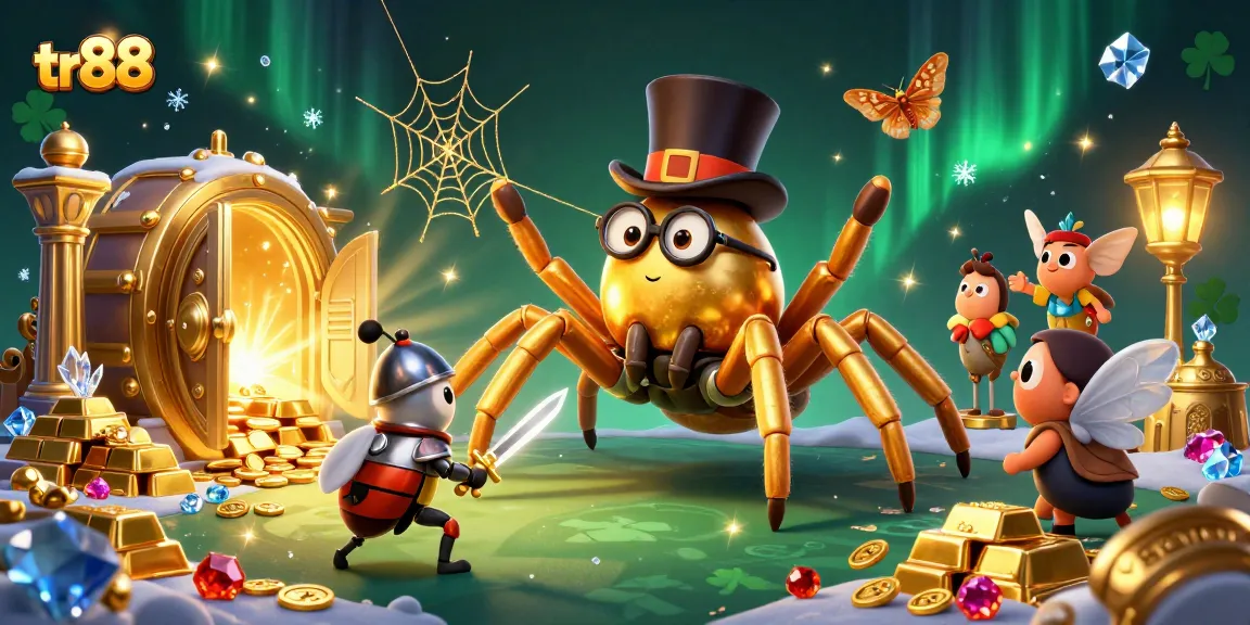 Experience thrilling gameplay at tr88 with a vibrant scene of golden treasures and whimsical characters.