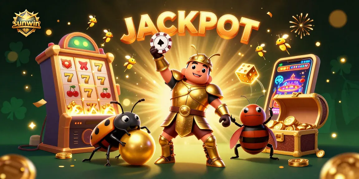 Experience the thrill of sunwin's casino with beetle heroes and jackpot symbols!