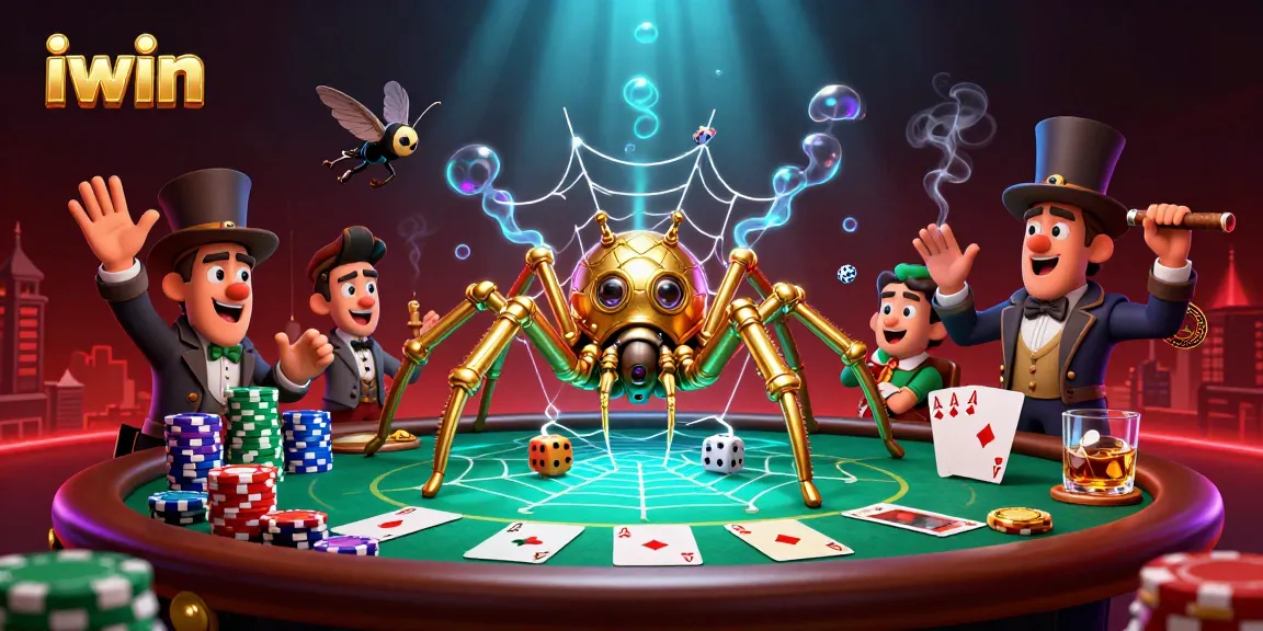 Engage with the iwin casino experience illustrated in a dynamic 3D scene of gambling action.