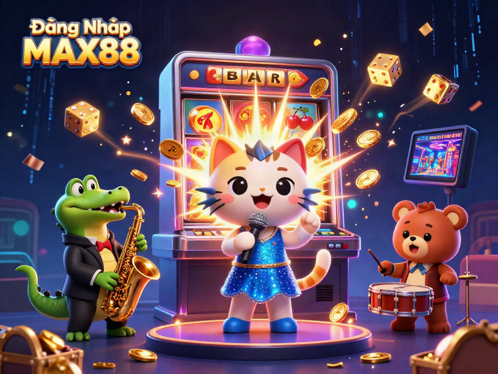 Join the excitement at Đăng Nhập MAX88 with vibrant characters and dazzling casino elements!