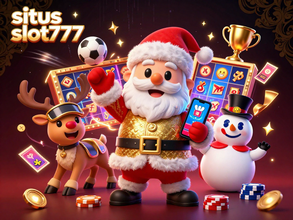 situs slot777 captivates players with Santa and friends celebrating jackpot wins in a vibrant casino