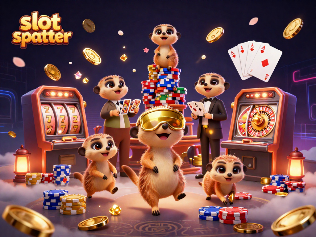 Experience thrill with slot scatter as meerkats run a vibrant casino operation full of excitement.