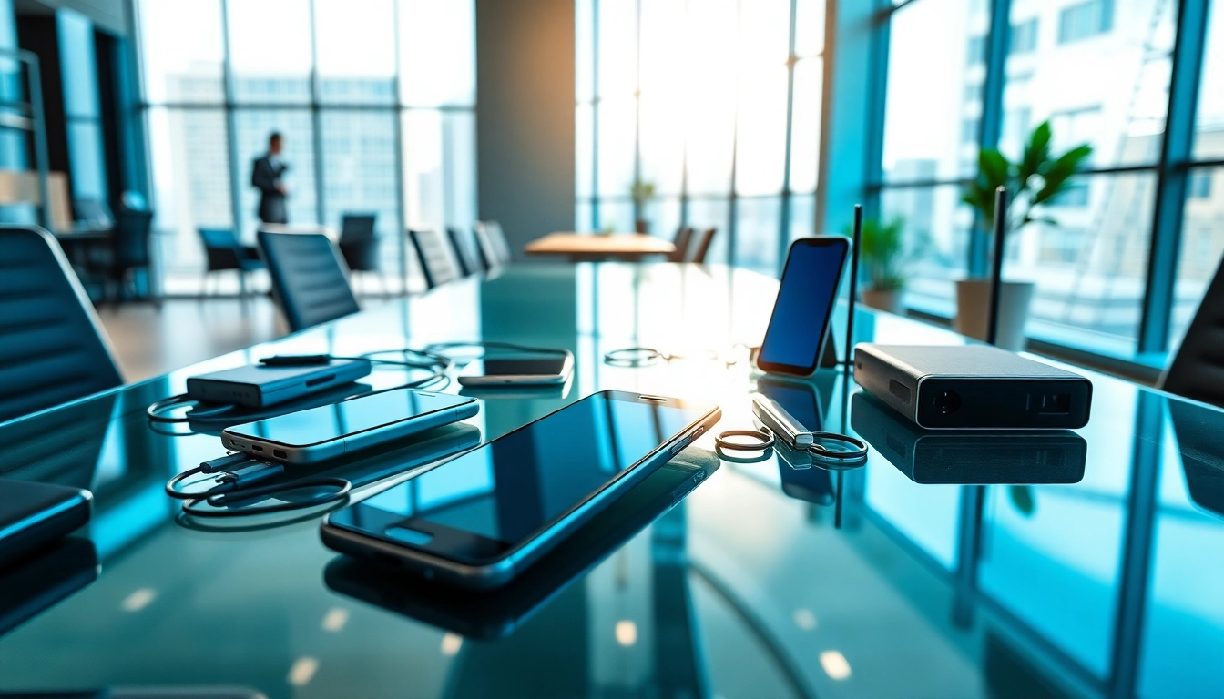 Enhance communication with business mobile services in a modern office showcasing advanced technology.