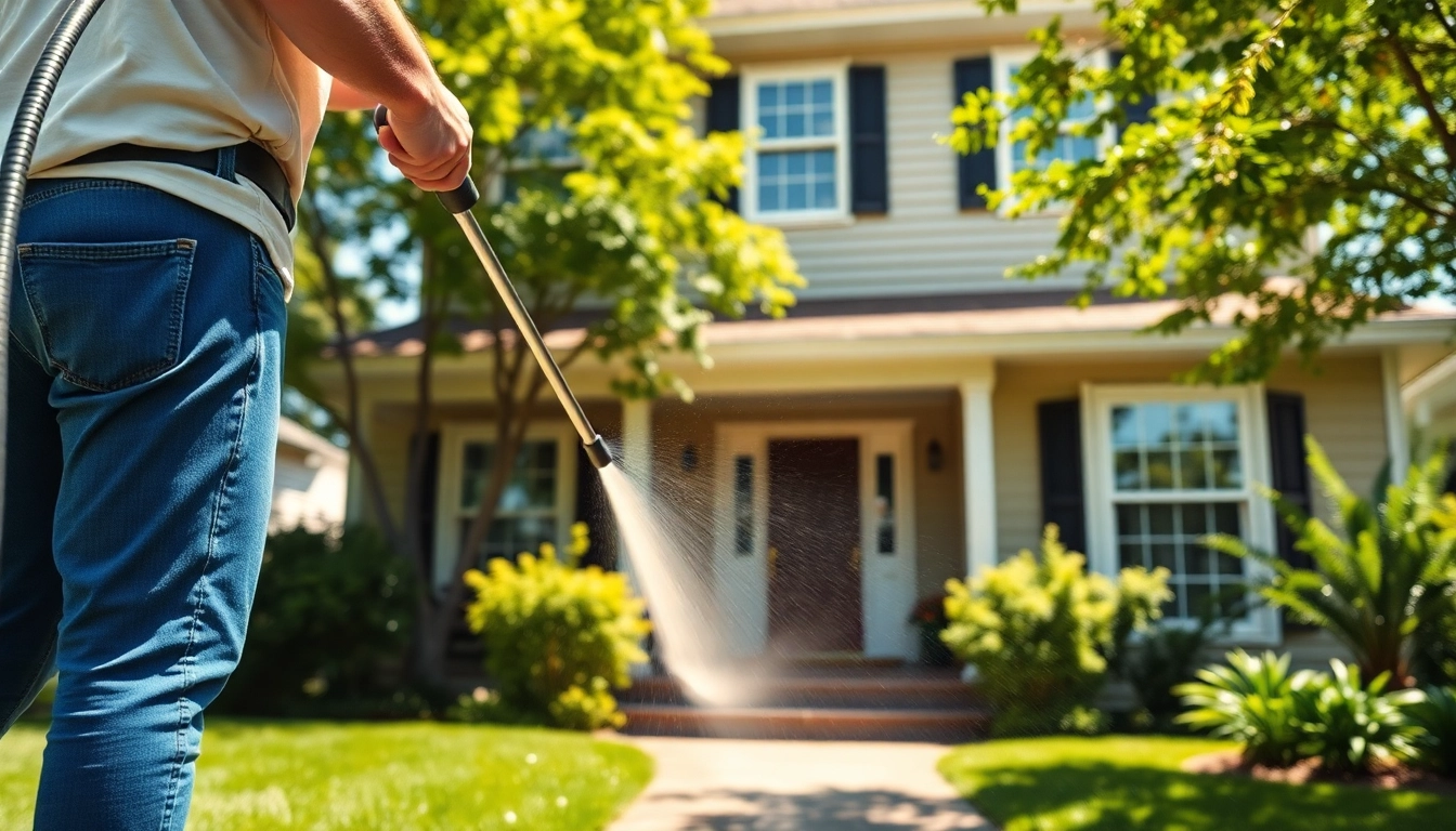 House Washing service that transforms a home with pressure cleaning, showcasing bright exteriors and professional techniques.