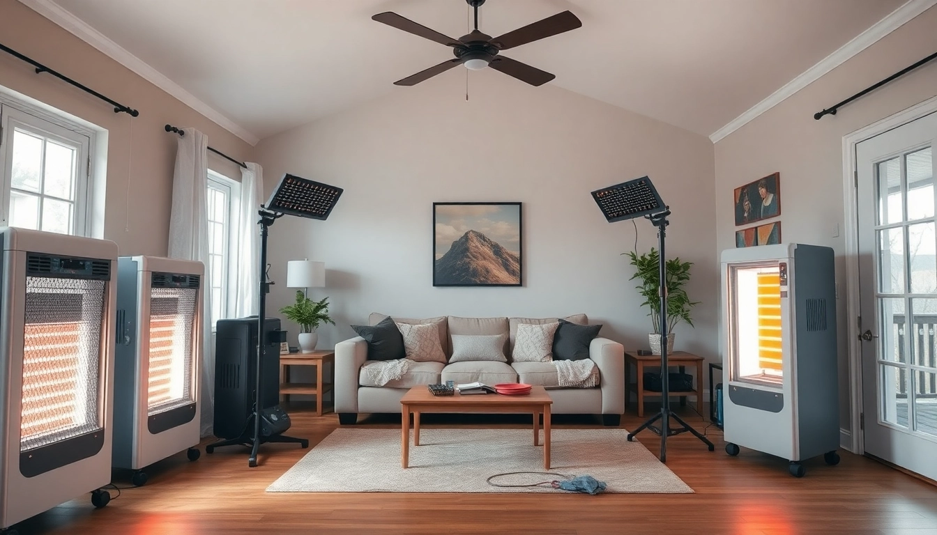 Performing bed bug heat treatment with specialized equipment in a clean living room.