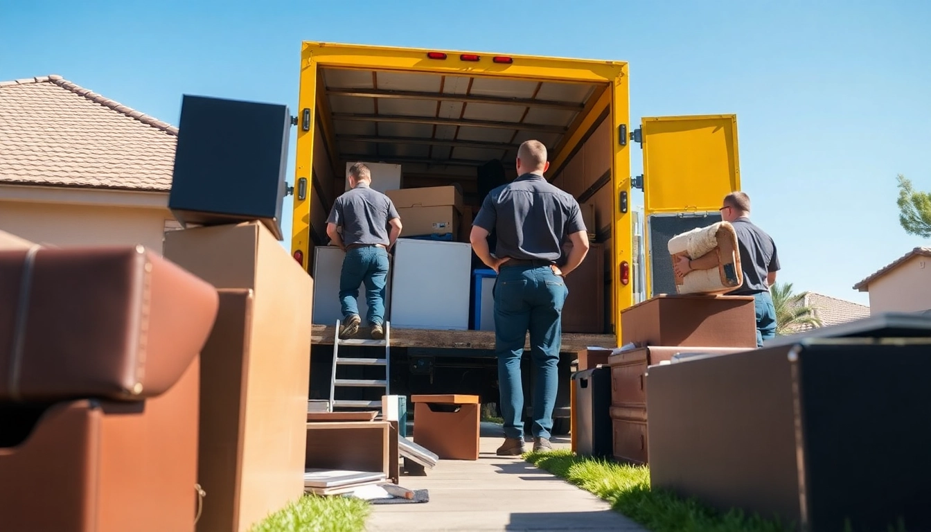 Efficient junk removal Chandler AZ service with professionals loading items into a truck.